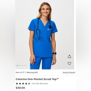 Figs Catarina scrub top Royal blue